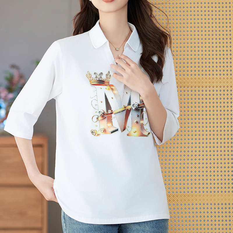 妮丝轩纺娃娃领t恤女夏季薄款2026新款宽松小个子洋气遮肚子体恤