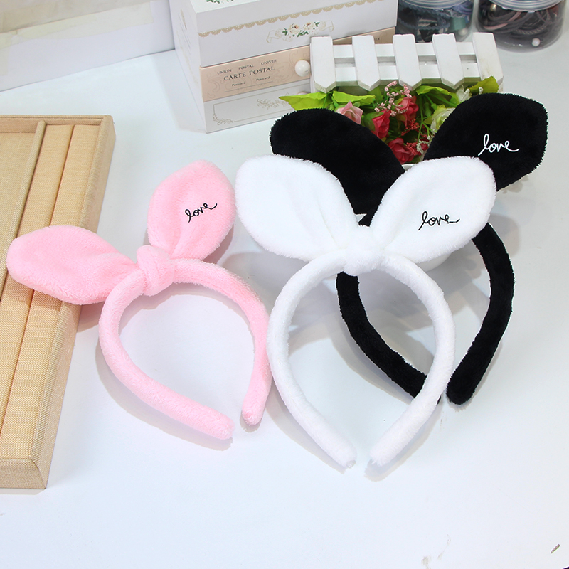 毛绒兔耳朵超萌化妆洗脸网红发箍