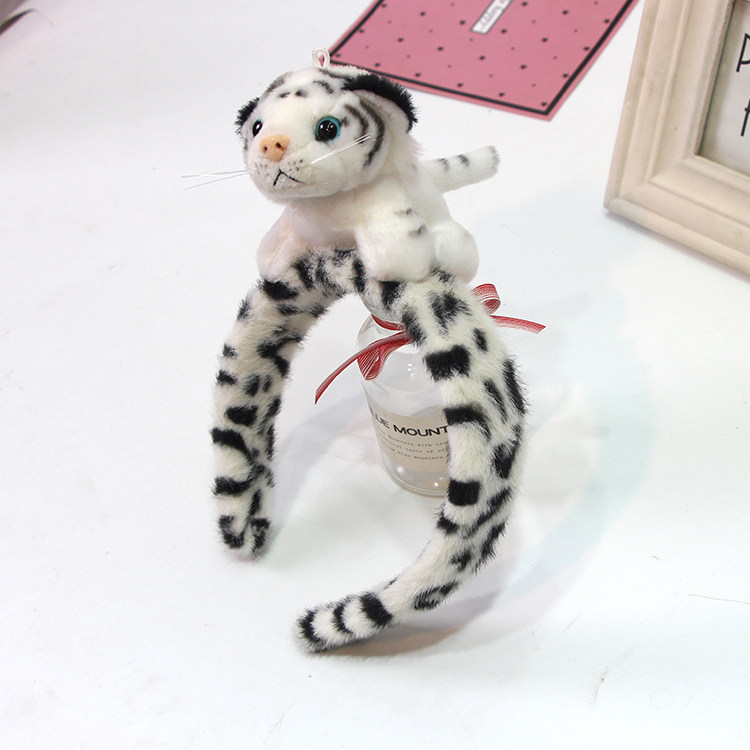 白色老虎公仔发箍日韩可爱超萌发卡生日生肖卡通压发洗脸猫咪头饰