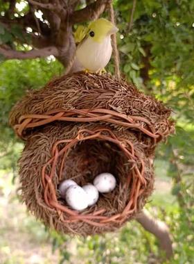 手工鸟巢草编鸟巢手工草编装饰品