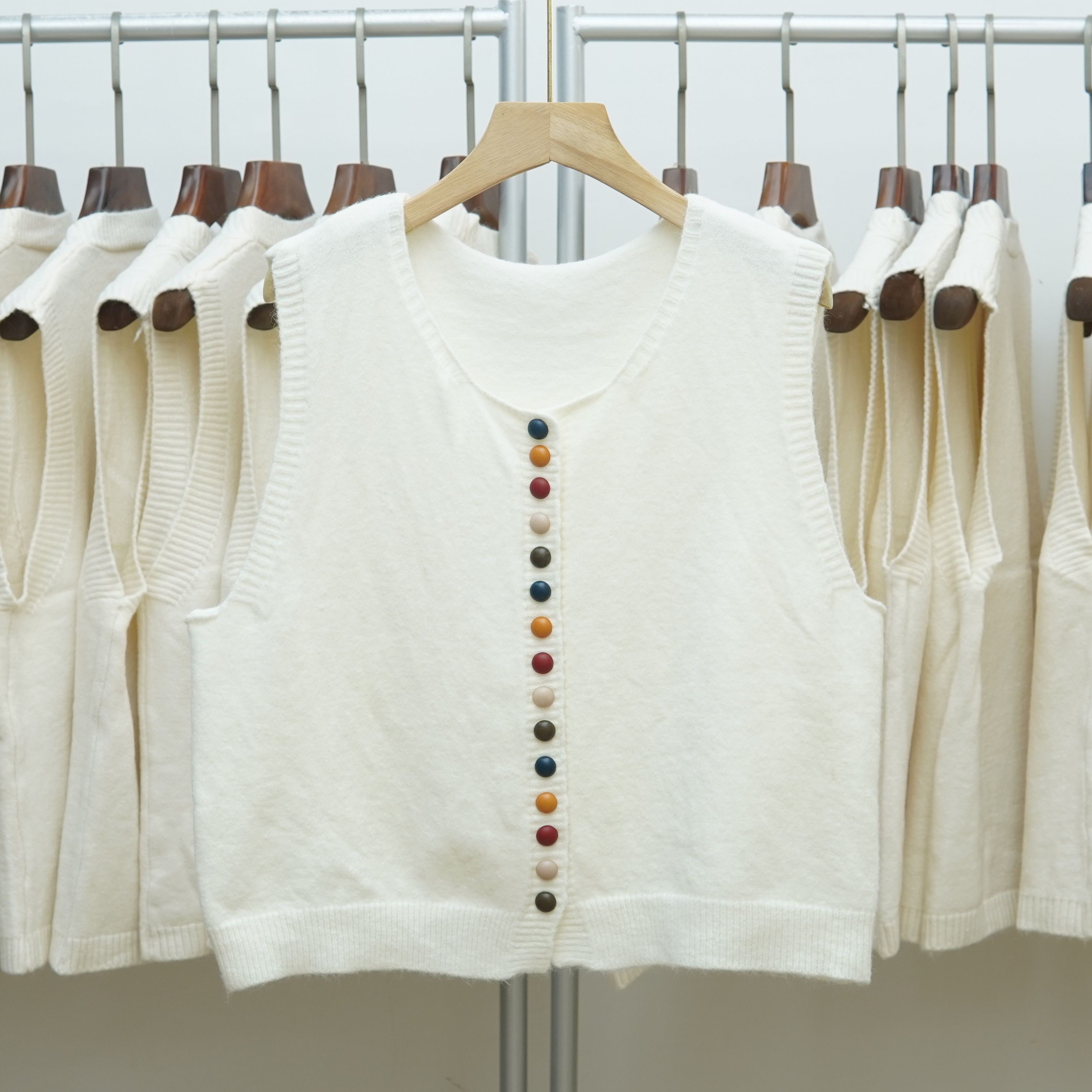 V领针织开衫马甲背心女叠穿