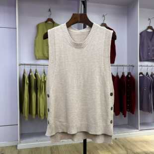 736针织马甲背心女2024秋装新款宽松外穿马甲叠穿短款毛衣坎肩潮