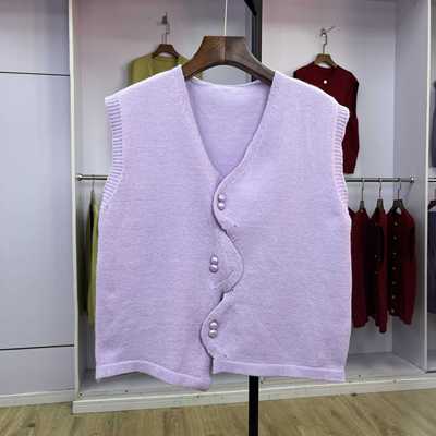 秋冬季纯色新款针织马甲韩版v领