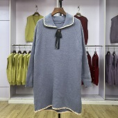 中长款 复古加厚秋冬季 娃娃领时尚 2024新款 休闲上衣 毛衣针织衫 905