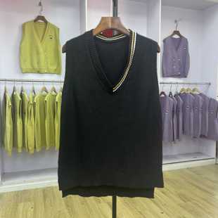V领百搭休闲针织马甲女外穿柔软毛衣背心坎肩上衣 新款 731 秋冬季