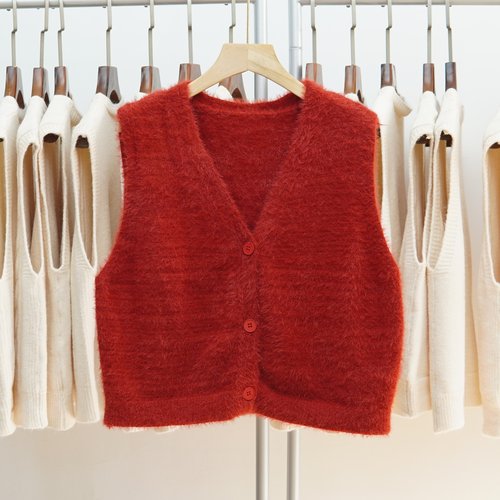 针织马甲女2025秋季纯色开衫背心