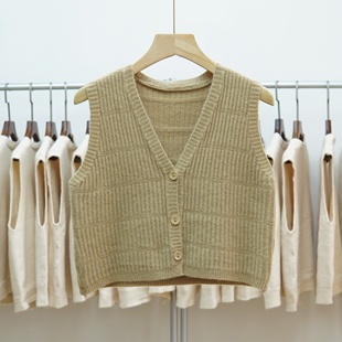 792 针织马甲女春秋叠穿搭裙子背心设计感小个子短款无袖坎肩开衫
