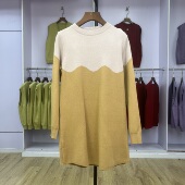 撞色装 长外加厚针织衫 饰女2024秋冬季 韩版 宽松慵懒风上衣 新款 917