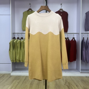 撞色装 长外加厚针织衫 饰女2024秋冬季 韩版 宽松慵懒风上衣 新款 917