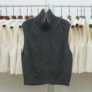 高领针织开衫马甲女2025新款无袖百搭两面穿大码纯色加厚毛衣背心