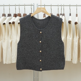 无袖 针织开衫 女款 洋气时尚 马甲坎肩外搭背心上衣 打底纯色韩版 308