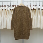 宽松舒适中长款 针织连衣裙女韩版 纯色毛衣裙 圆领加厚长袖 948新款