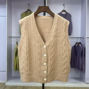 简约无袖 999 新款 针织马甲女春季 毛线坎肩叠穿背心马夹女 V领开衫