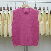 627极简风圆领针织马甲女2025秋冬新款 毛衣背心上衣 显瘦百搭无袖