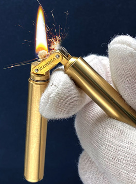 好运达复古煤油打火机黄铜男网红爆款细双截棍迷你香烟型小巧老式