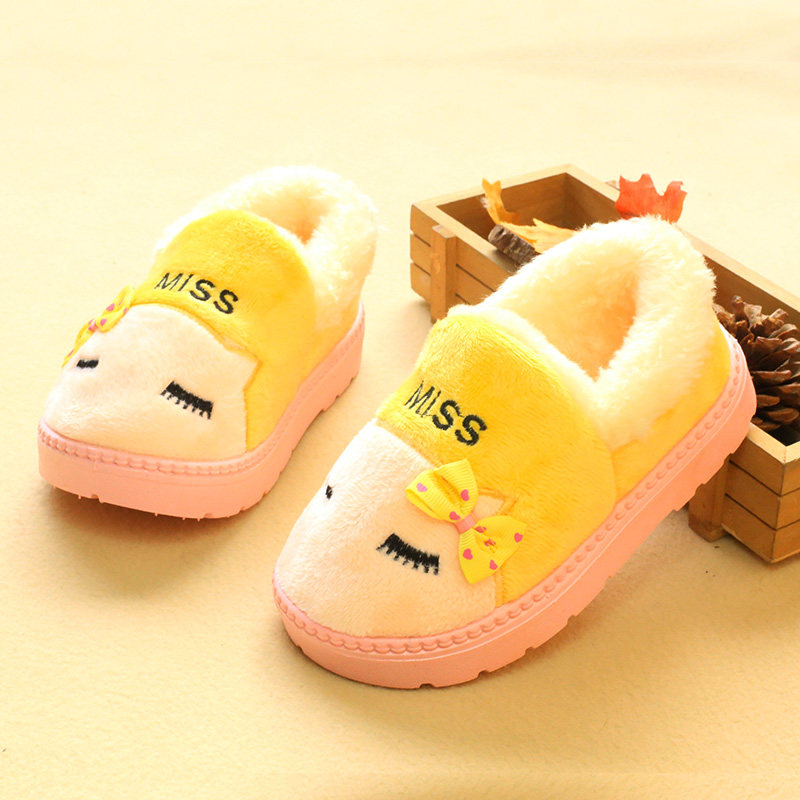 Pantoufles enfants en suède pour hiver - semelle plastique - Ref 1006782 Image 4