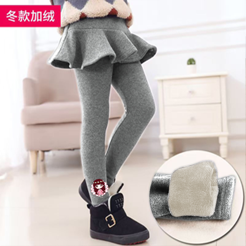 女童加绒裤子裙裤秋冬加厚保暖假两件裤裙儿童打底裤外穿2025冬装