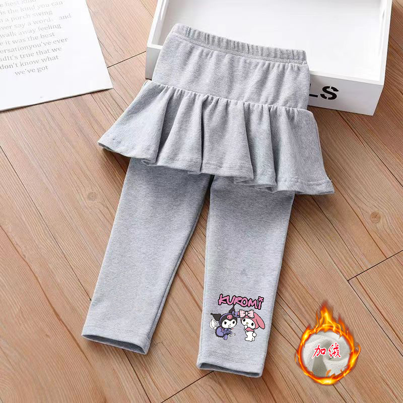 加绒加厚女童打底裤秋冬季小女孩裙裤假两件宝宝保暖女童裤子外穿