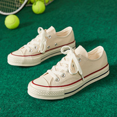女大码 休闲潮鞋 平底低帮小白鞋 43春秋米色透气板鞋 人本帆布鞋