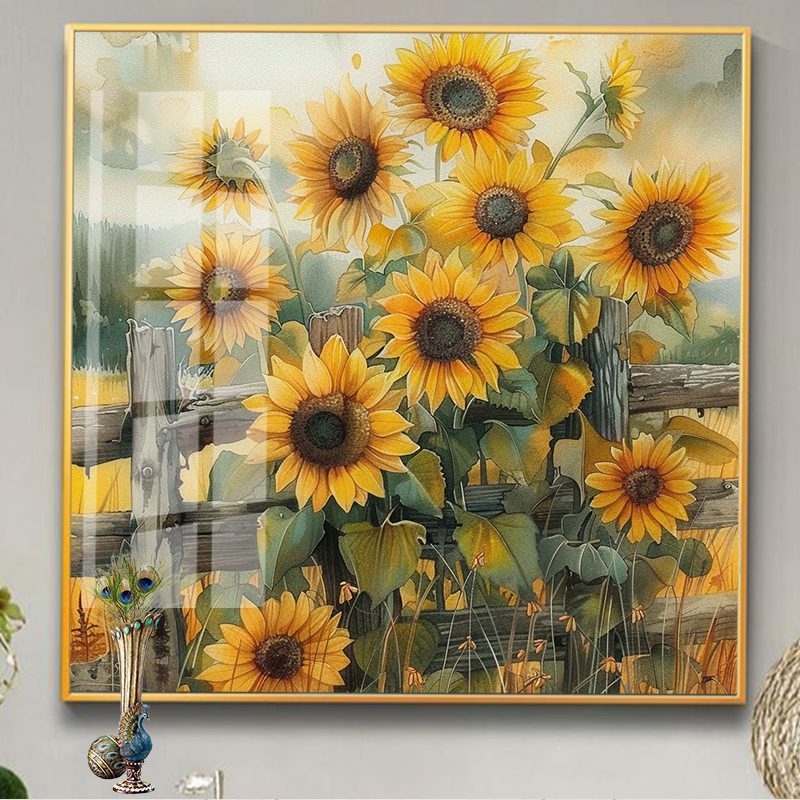 向日葵十字绣钻石画 新款客厅横版精准印花 满绣自己绣小幅钻石绣