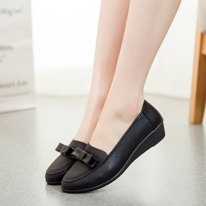 秋季韓版媽媽鞋皮鞋蝴蝶結防滑單鞋淺口懶人鞋粗跟女鞋平底豆豆鞋在類目 女鞋, 低幫鞋中 - 來自Buy2taobao.com提供專業的淘寶代購服務