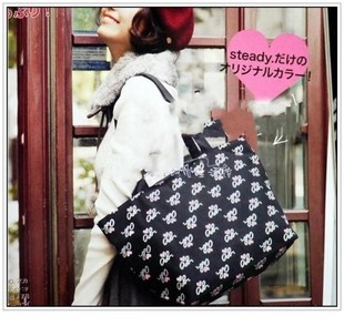 人气杂志款 steady附录吊饰拉链粉红LOGO印花单肩包手提包 热卖 新款