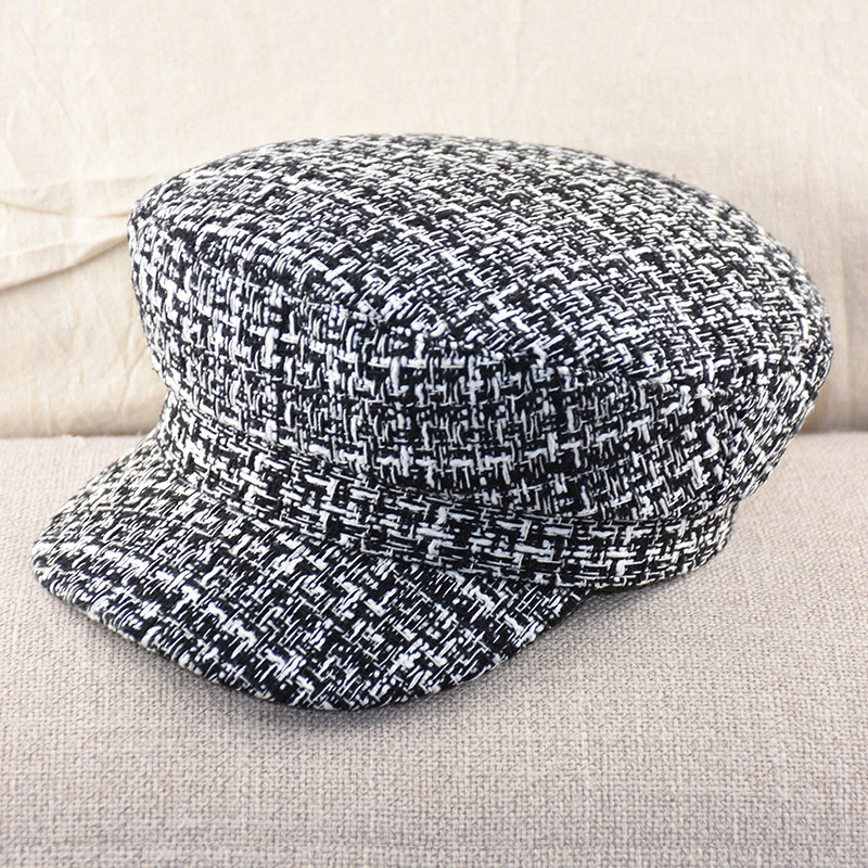 英伦风水帽秋冬女帽休闲时尚船长帽船长帽青中年平顶帽优雅潮流