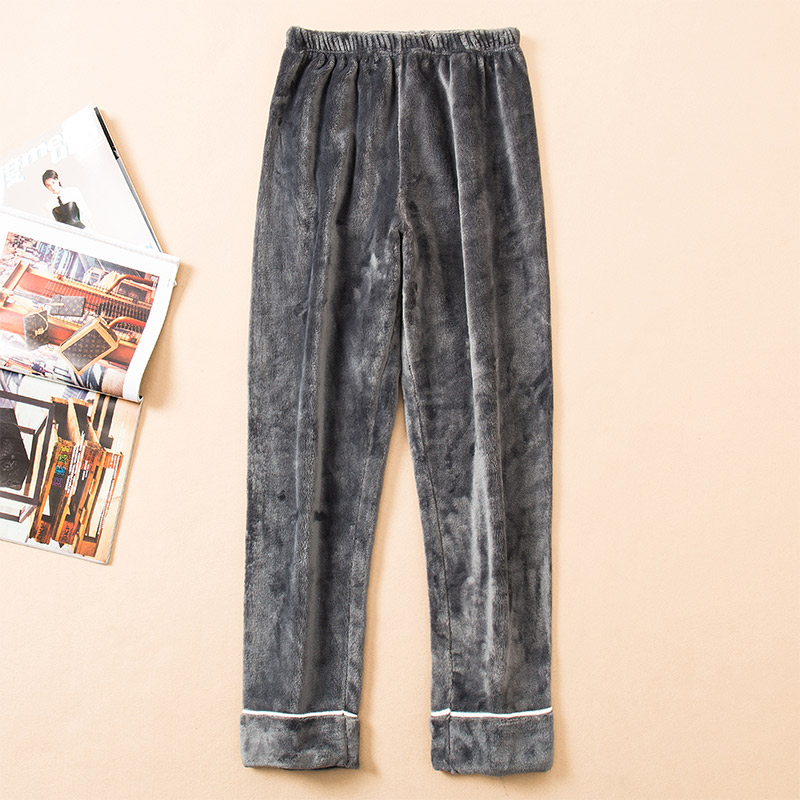 睡裤女秋冬季加厚加绒法兰绒男士长裤暖暖裤珊瑚绒居家裤宽松裤子