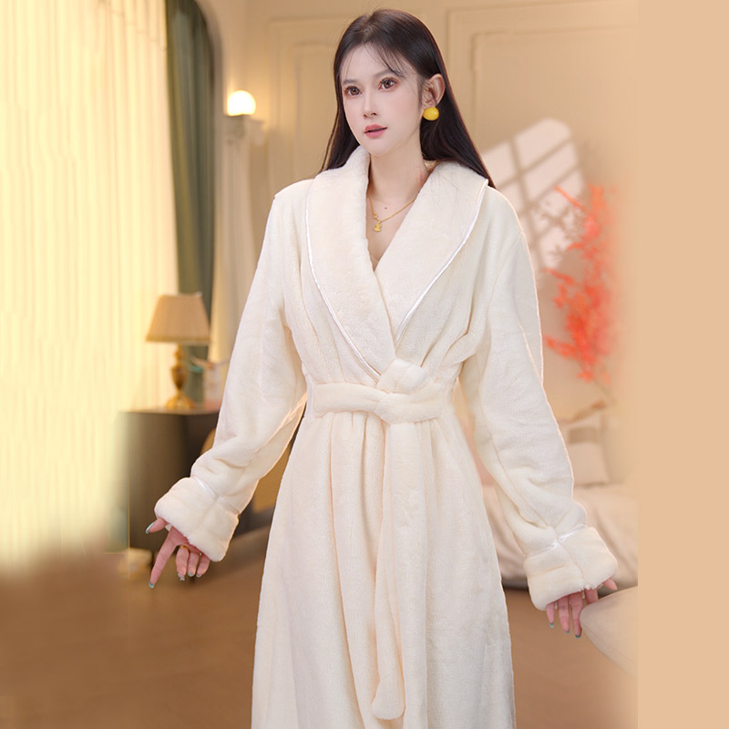 【巨保暖】升级牛奶绒睡袍女秋冬新款法兰绒浴袍长款家居服睡衣