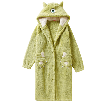 睡袍女秋冬加绒加厚珊瑚绒睡衣冬季法兰绒浴袍加长款家居服可外穿