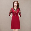 裙子2022新款 减龄中长款 连衣裙女春秋爆款 洋气长袖 显瘦 妈妈装 秋季