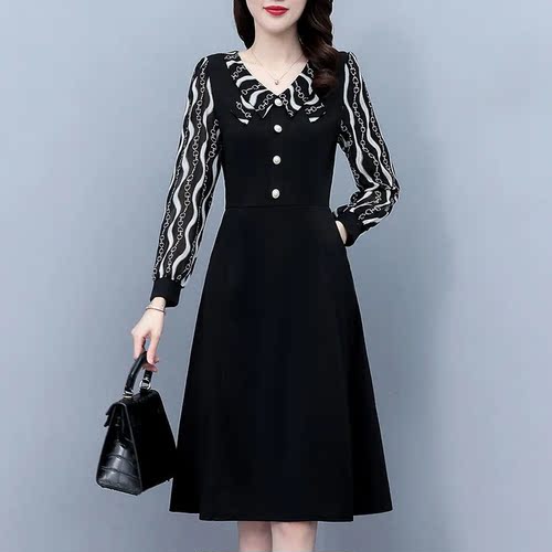 气质连衣裙长群波浪拼接