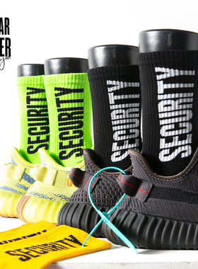 潮牌黑色袜子男款夏季薄长袜纯棉绿色中筒袜女潮男士长筒运动袜