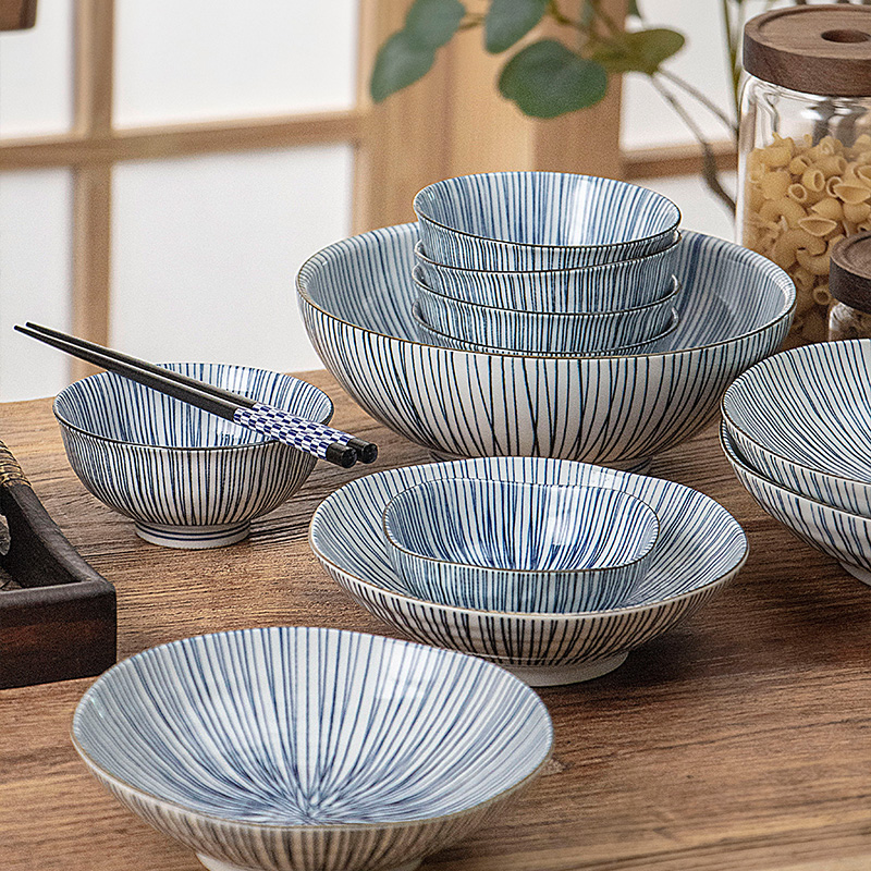 美浓烧日本进口青花纹大盘子深盘