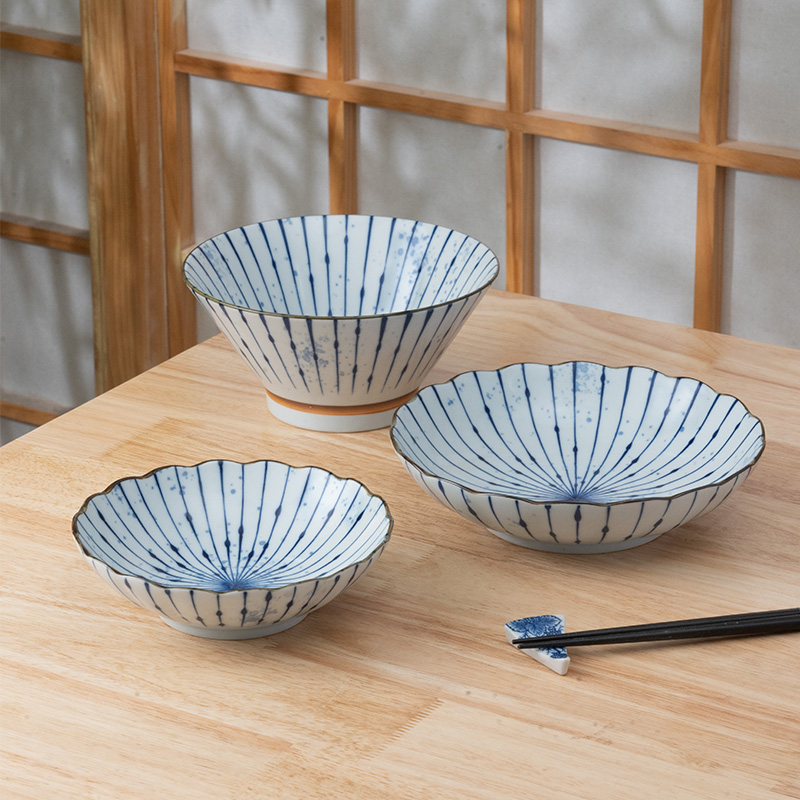 美浓烧釉下彩盘子菜盘饺子盘进口餐盘碟子家用餐具吹墨十草盘子