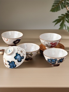 美浓烧春花物语4.5英寸米饭碗进口陶瓷碗日式 覆古小碗单个餐具