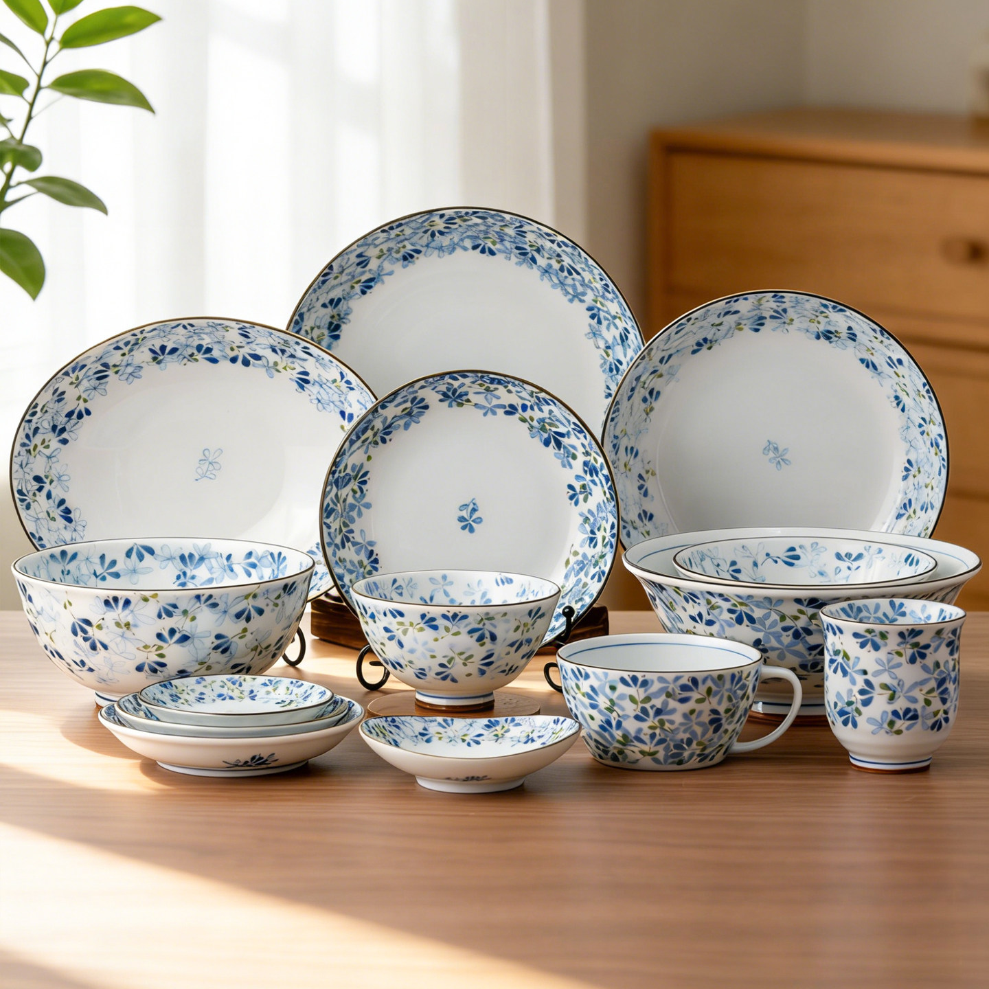 MinoYaki美浓烧 进口青花瓷釉下彩餐具家用轻奢高颜值碗碟盘