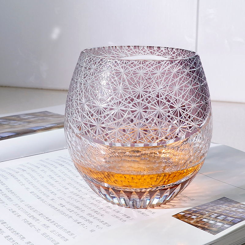 复古手工水晶玻璃蛋杯江户切子威士忌杯洋酒杯子送礼精美酒具