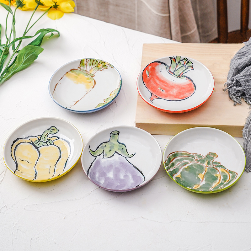 田园风手绘碟子釉下彩