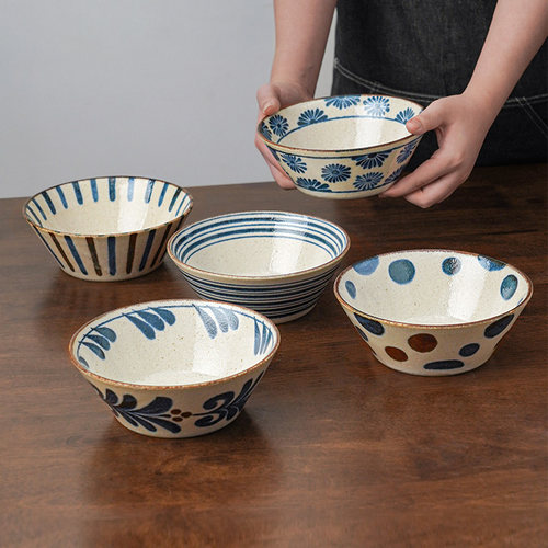 美浓烧陶瓷高颜值沙拉碗釉下彩