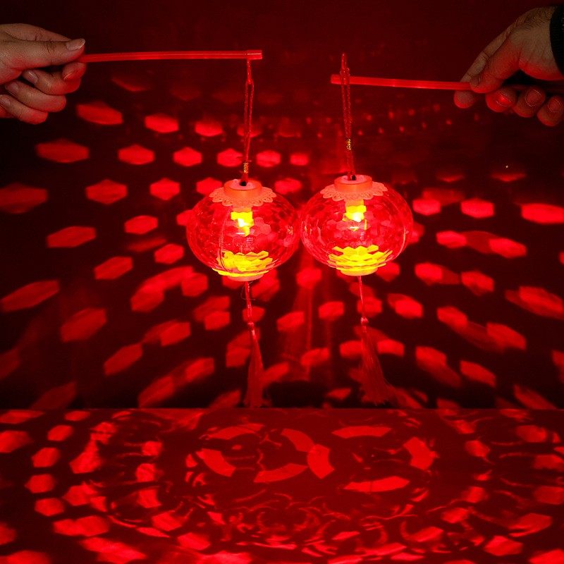 中秋节小礼品手提发光小灯笼儿童玩具水晶投影元宵灯笼古风花灯批