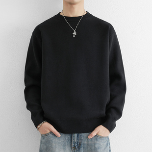 URSBOB纯棉针织打底衫上衣冬季男士圆领套头毛衣青年时尚高级感男