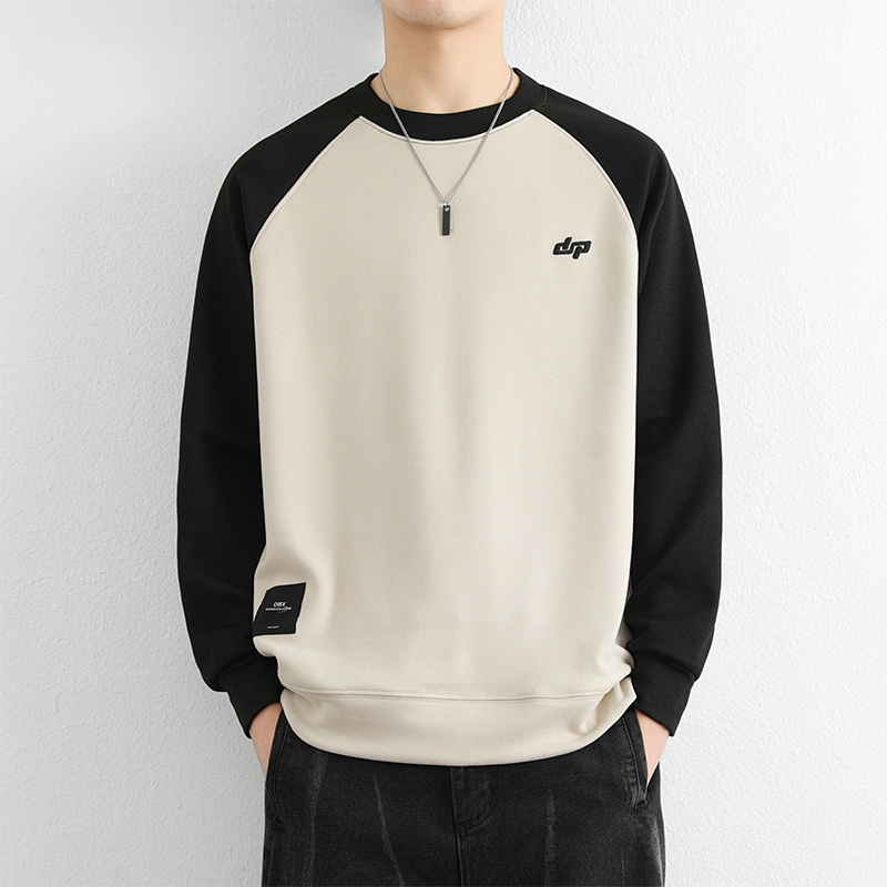 URSBOB秋冬男士卫衣长袖套头时尚宽松拼色青年潮流百搭上衣卫衣