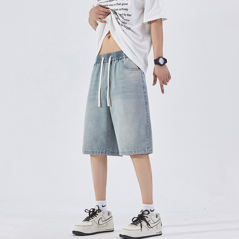 夏季短裤男士2024新款韩版宽松五分中裤薄款牛仔裤青年透气运动裤