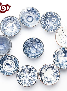 青花瓷茶杯陶瓷功夫小茶杯单杯主人杯茶具茶盏套装茶碗品茗斗笠杯