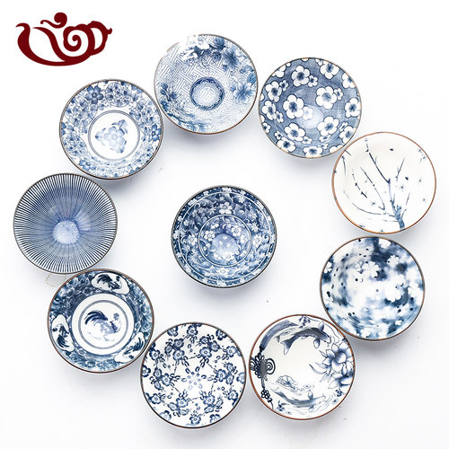 青花瓷茶杯陶瓷功夫品茗斗笠杯