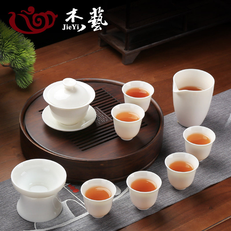 羊脂玉功夫茶具茶杯套装陶瓷家用客厅泡茶办公室会客德化白瓷盖碗,餐饮具,功夫茶具,淘宝优惠券,粉丝福利购,淘宝优惠卷