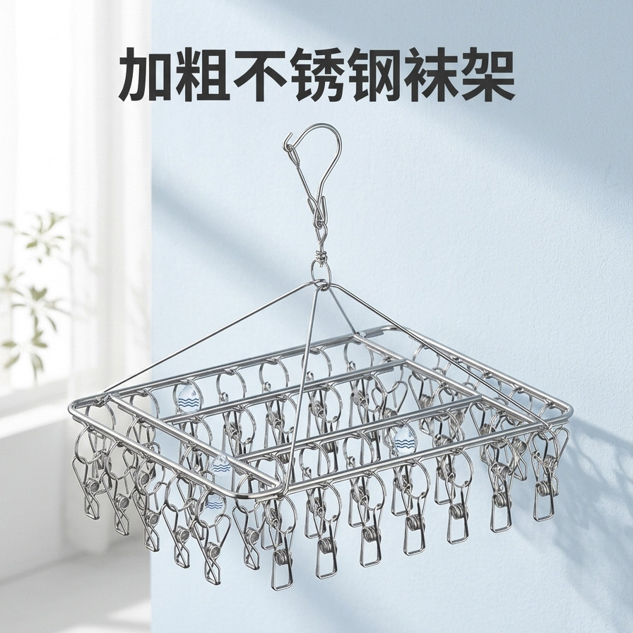 不锈钢防风多夹内衣袜婴晾衣架