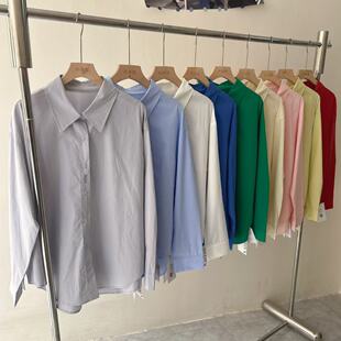 多巴胺色系学院风刺绣衬衫女韩版春叠穿上衣2026年春季高级感简约