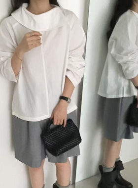 eter大翻领尖领宽松显瘦百搭衬衫女2025秋装新款设计感W253011